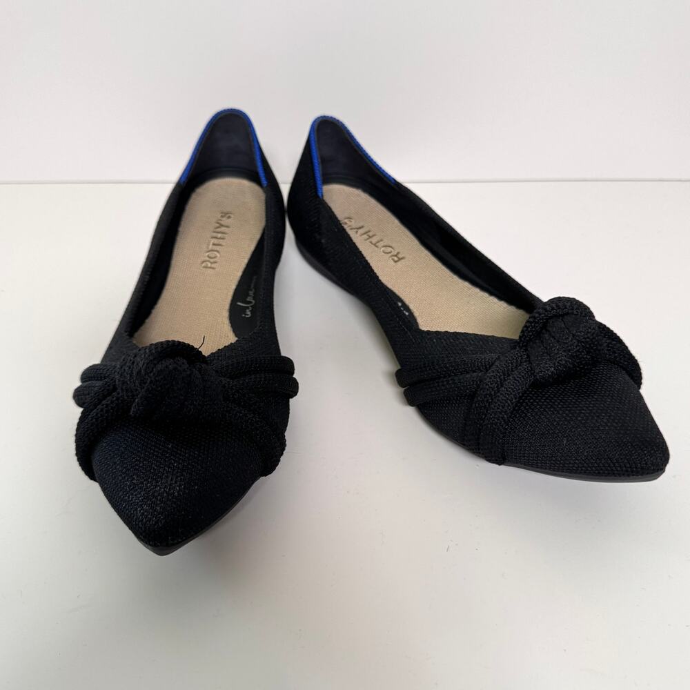 Rothy's Womens The Knot Point II Flat Shoes Size 7.5 Knit Love Insole Black